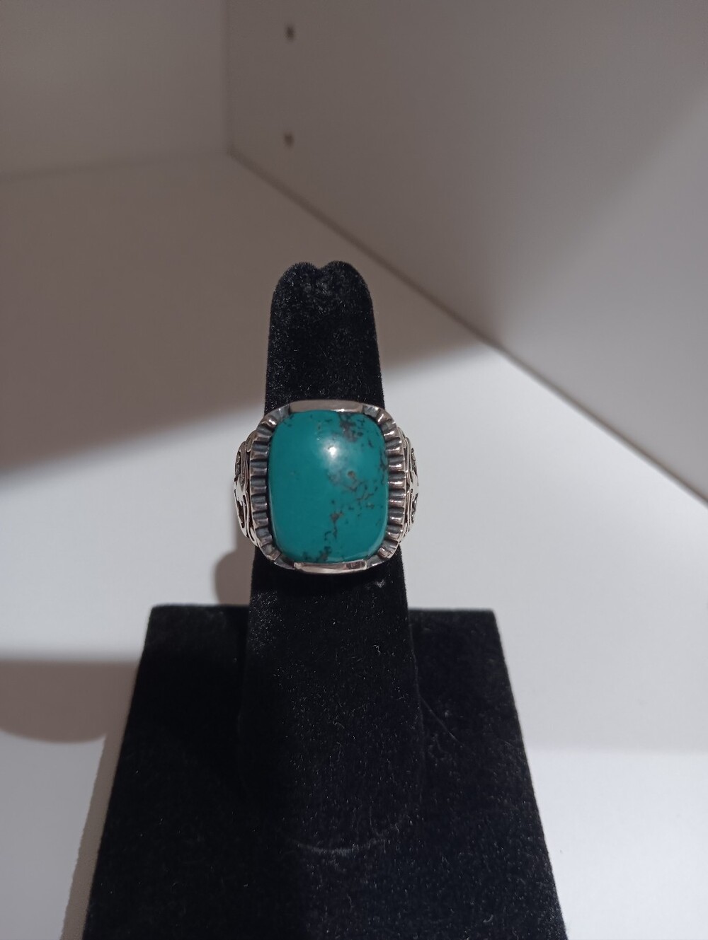 Turquoise Statement Silver Ring - Blue Green Gem